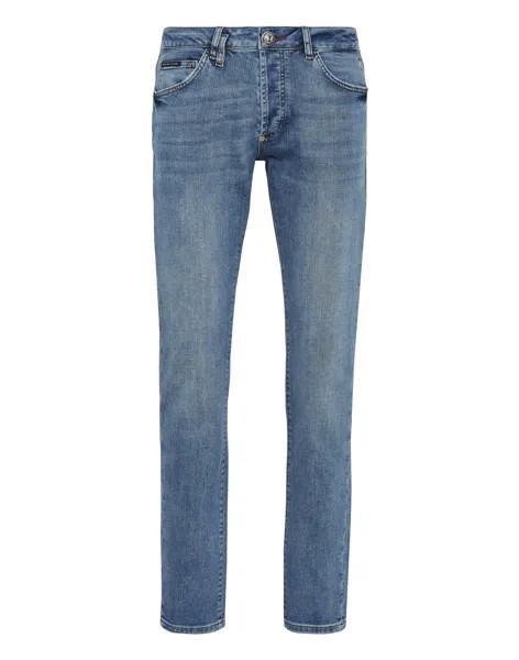 Джинсовые брюки супер прямого кроя Iconic Plein Philipp Plein, цвет Pacific Blue