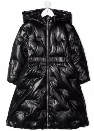 Emporio Armani Kids пуховик с тисненым логотипом