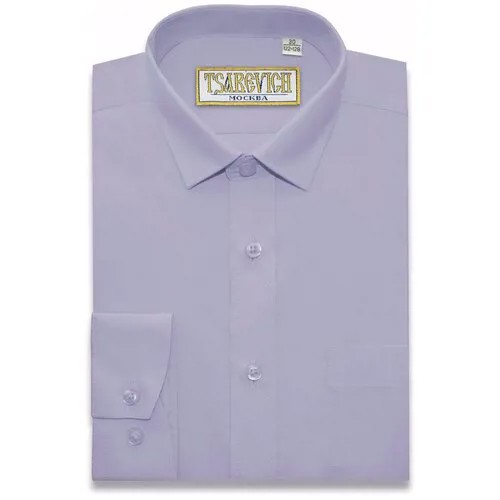 Школьная рубашка Tsarevich, прямой силуэт, на пуговицах, длинный рукав, манжеты, размер 122-128, фиолетовый