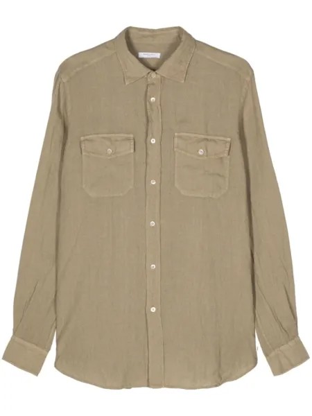 Boglioli long-sleeves linen shirt, нейтральный цвет