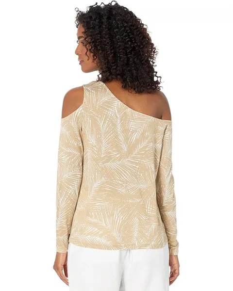 Топ Michael Kors Asymmetrical Palm Cold-Shoulder Top, хаки