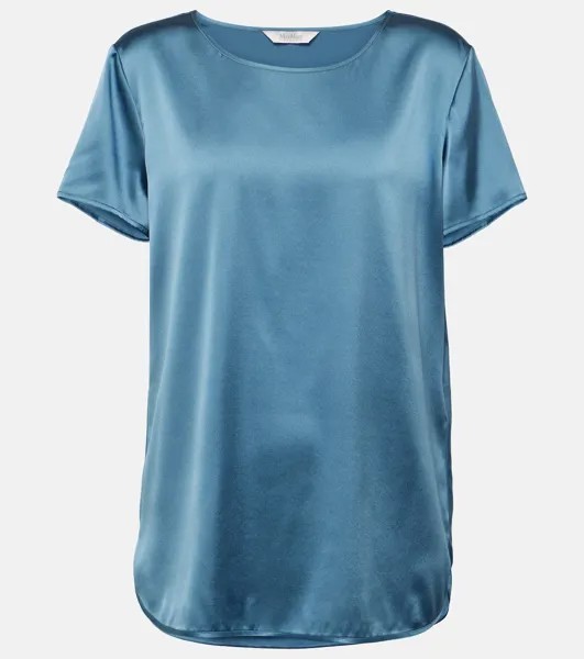 Футболка Leisure Cortona из атласа с добавлением шелка Max Mara, синий