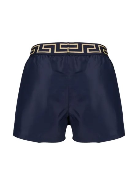 Versace плавки-шорты с узором Greca, синий