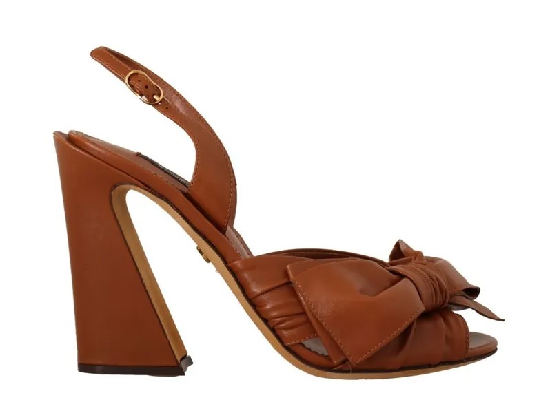 DOLCE - GABBANA Shoes Коричневые кожаные босоножки на каблуке с ремешком на щиколотке EU39/US8,5 $1000