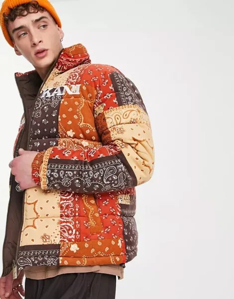Двусторонняя стеганая куртка Karl Kani с разноцветным узором пейсли в стиле ретро