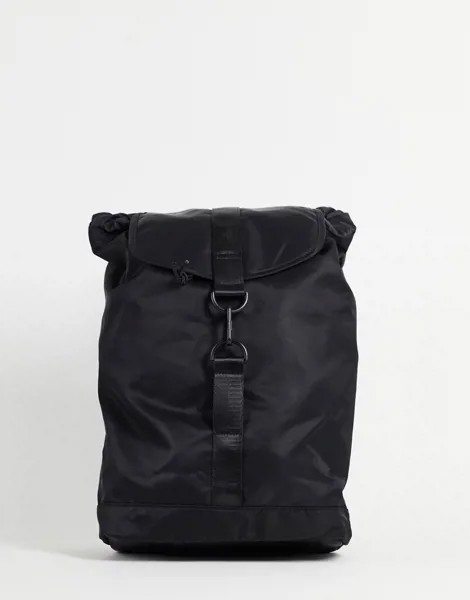 Черный нейлоновый рюкзак с застежкой-карабином спереди ASOS DESIGN-Черный цвет