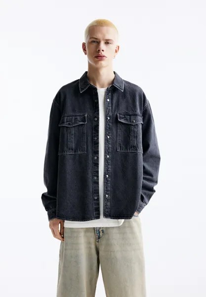 Рубашка COWBOY OVERSHIRT PULL&BEAR, цвет dark grey