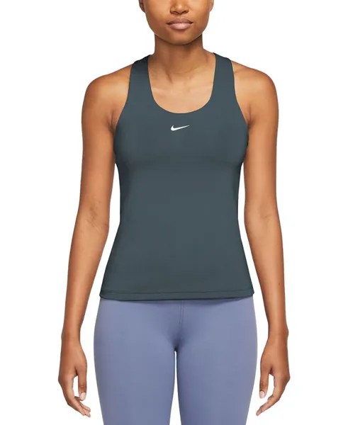 Женский спортивный бюстгальтер с мягкой подкладкой и логотипом Swoosh, майка на бретелях Nike, зеленый