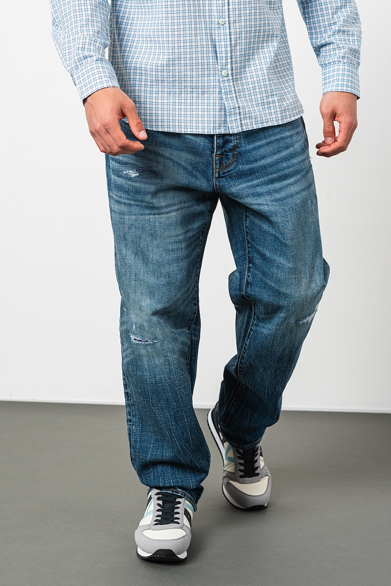 Широкие джинсы с эффектом потертости Armani Exchange, синий