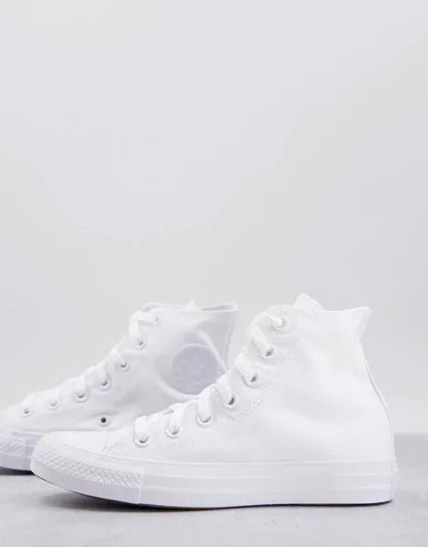 Белые однотонные кроссовки Converse Chuck Taylor All Star Hi до щиколотки