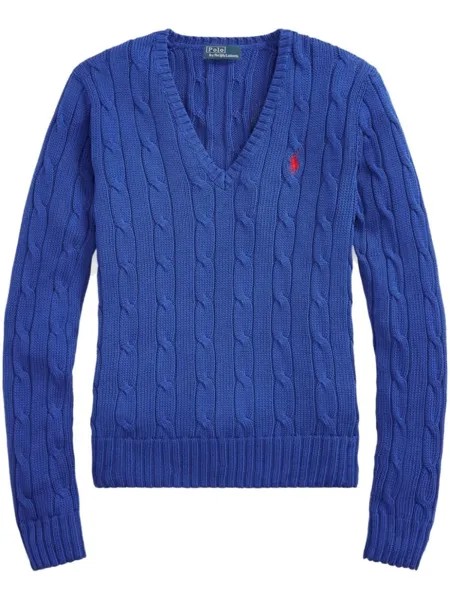 Polo Ralph Lauren толстовка крупной вязки с вышитым логотипом, синий
