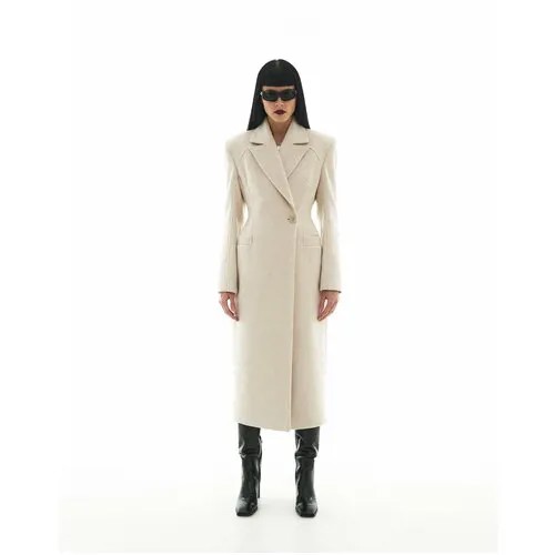 Пальто  Sorelle демисезонное, силуэт полуприлегающий, средней длины, размер M, белый, бежевый