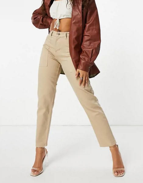 Светло-бежевые джинсы в винтажном стиле с завышенной талией NaaNaa-Neutral