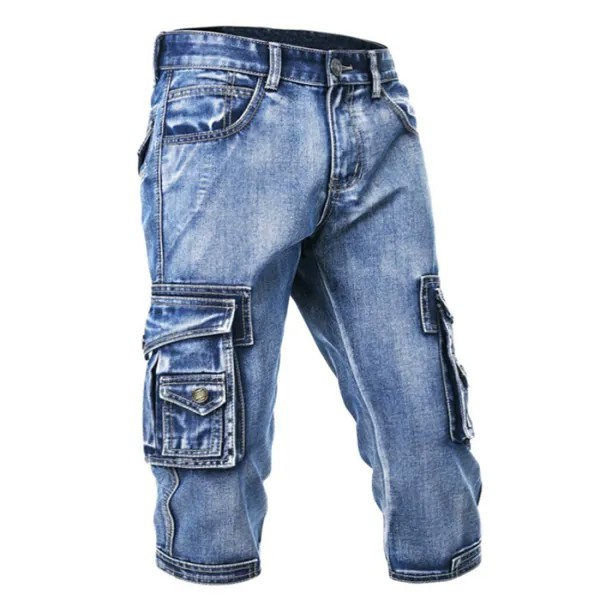 Мужские укороченные джинсы Vintage Wash с несколькими карманами