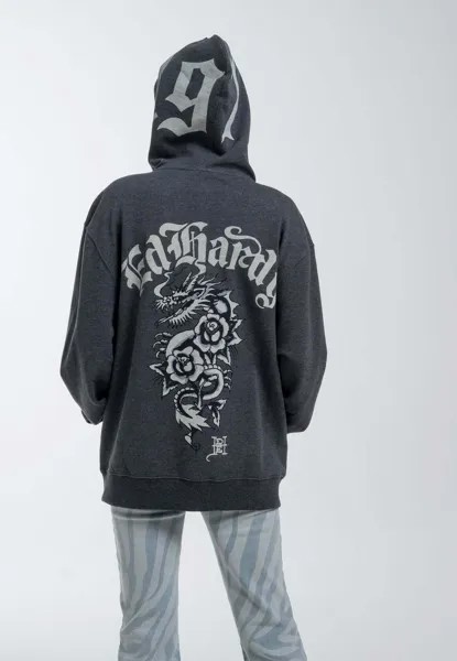 Толстовка на молнии Dragon Ed Hardy, цвет charcoal marl