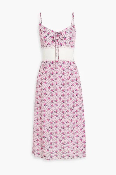 Креповое платье Chrissy с кружевными вставками и принтом HVN, розовый