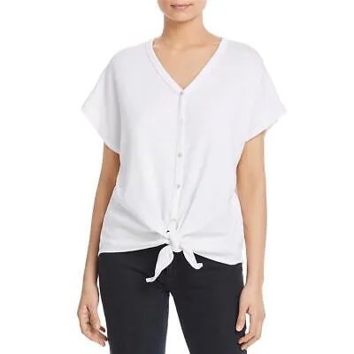 Женская рубашка Elan White Tie Front с v-образным вырезом и пуговицами S BHFO 5296
