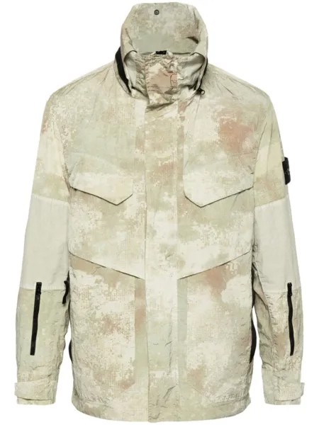 Stone Island куртка с капюшоном и нашивкой Compass, зеленый