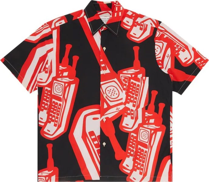 Рубашка Pre-Owned Maison Margiela Phone Print Short-Sleeve Shirt 'Black/Red', черный