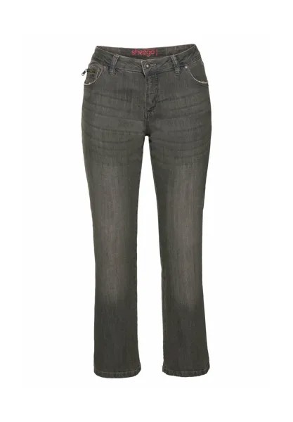 Джинсы с 5 карманами и эффектами поношенности sheego, цвет Grey Denim