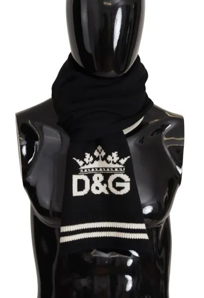 DOLCE - GABBANA Шарф Черно-белый хлопковый кашемировый платок с принтом DG 180см X 26см