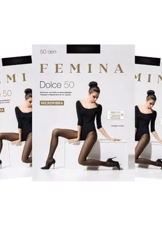 Женские матовые колготки Femina, Dolce 50 den из микрофибры, набор 3 шт., черный, размер 3