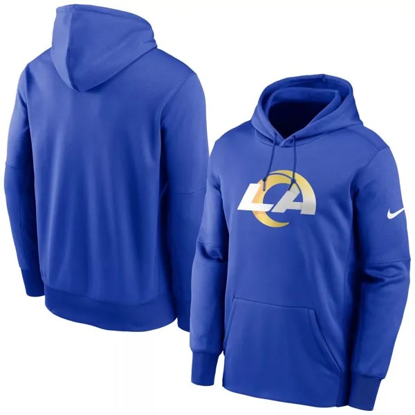 Мужской пуловер с капюшоном Royal Los Angeles Rams Primary Logo Therma Performance Nike