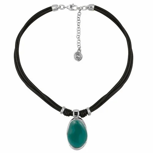 Колье Ciclon, Vega, кожаное, с муранским стеклом, CN-232831 бирюзовый