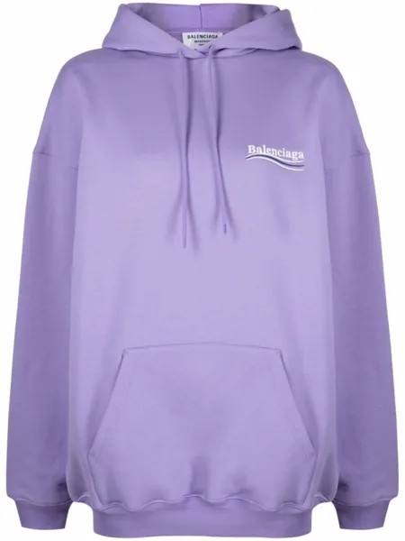 Balenciaga худи с вышитым логотипом, фиолетовый