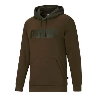 Puma Color Block Logo Pullover Hoodie Mens Green Повседневная верхняя одежда 67372862