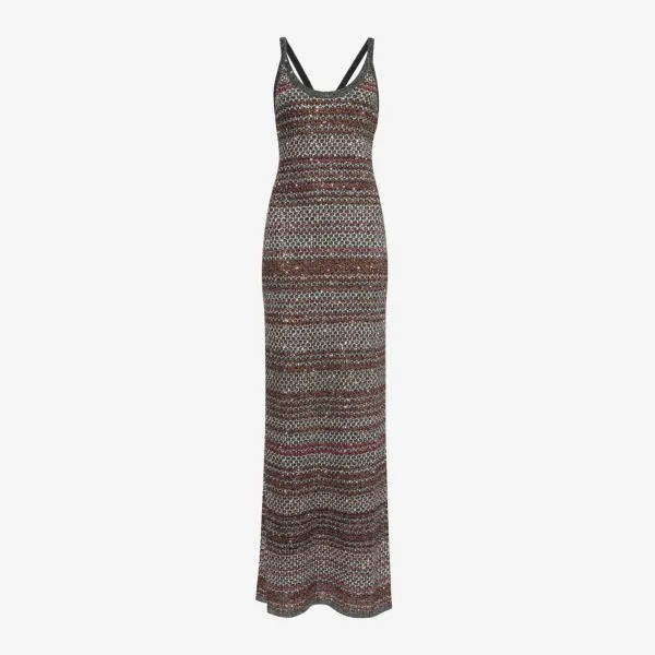 Трикотажное платье макси с металлизированными пайетками Missoni, мультиколор