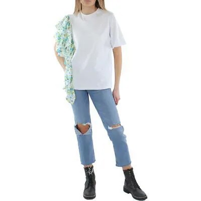 Женская футболка с оборками и цветочным принтом MSGM BHFO 0707