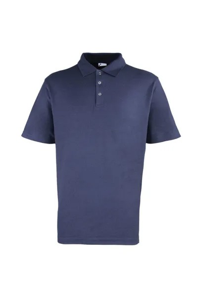 Однотонная рубашка-поло из тяжелого пике с заклепками Premier, темно-синий