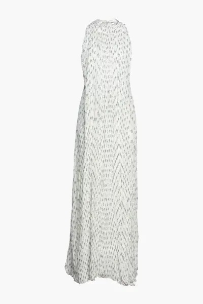 Платье макси из шелкового шифона и крепа с открытой спиной и принтом Chloé, цвет Off-white