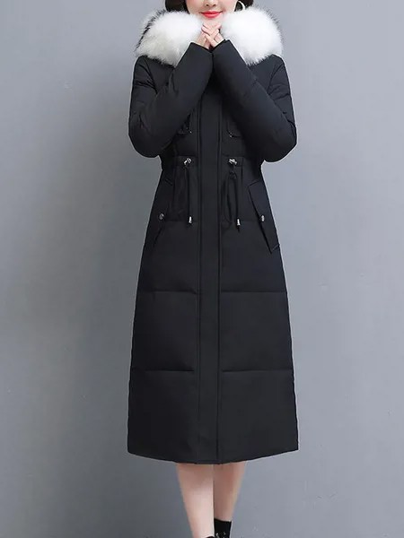 Milanoo Puffer Coats For Women White Wind Proof Warmth Preservation Long Sleeves Winter Long Outerwe