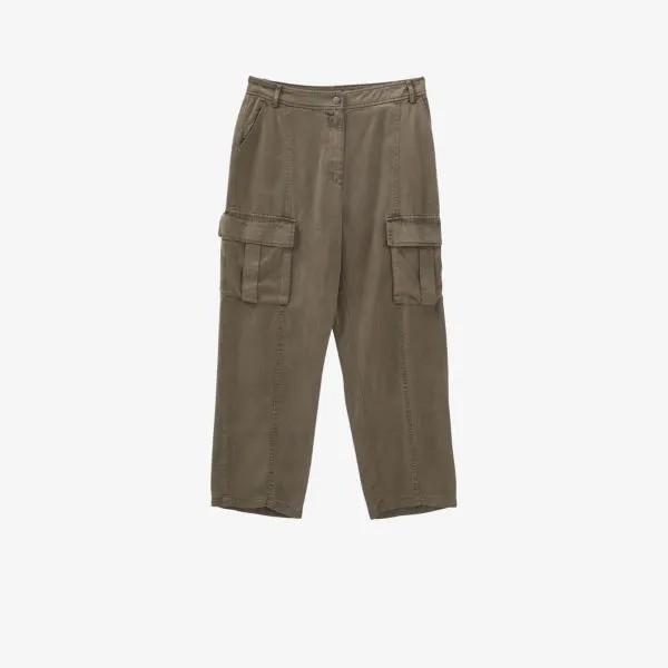 Прямые брюки из ткани со средней посадкой и карманами-карго Ikks, зеленый