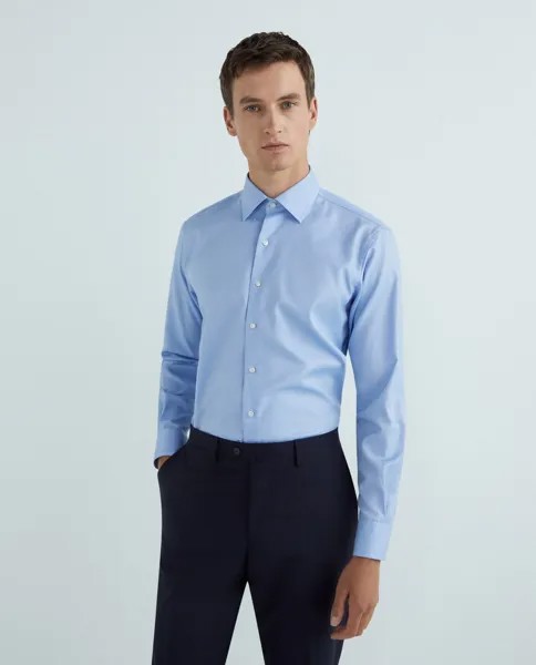 Мужская классическая рубашка классического кроя, 100% хлопок NON IRON, королевские оксфорды, классический воротник, смешанные манжеты Rushmore, светло-синий