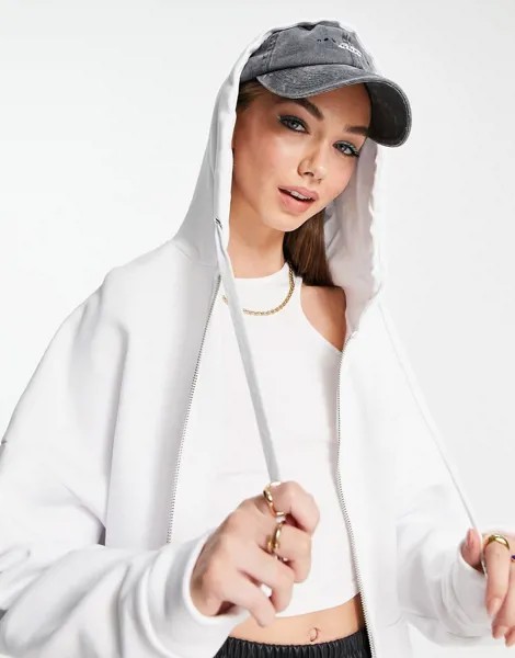 Белая oversized-худи на молнии ASOS DESIGN-Зеленый цвет