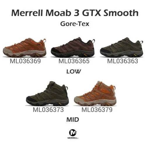 Мужские походные кроссовки Merrell Moab 3 Smooth GTX Gore-Tex Vibram Low Mid для походов на открытом воздухе1
