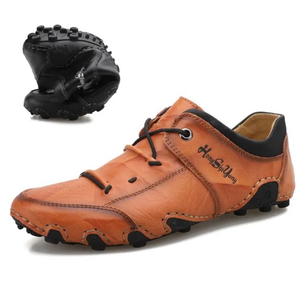 Мужские повседневные кроссовки из натуральной кожи со шнуровкой и подошвой из осьминога ручной работы