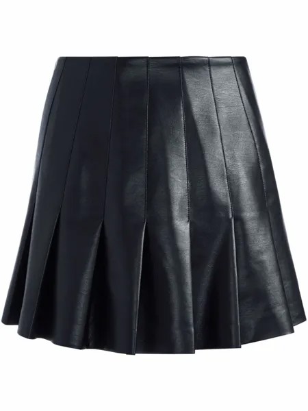 Alice + olivia юбка из искусственной кожи со складками, черный