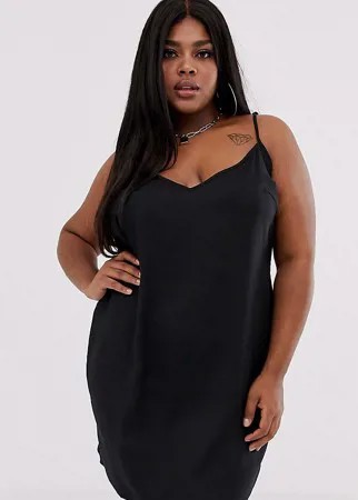 Черное платье-комбинация мини ASOS DESIGN Curve-Черный цвет