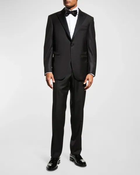 Шерстяной костюм-двойка-смокинг Canali, цвет Black