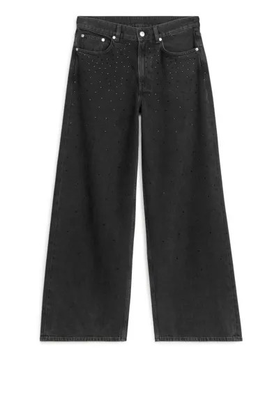 Свободные джинсы cloud со стразами H&M, черный