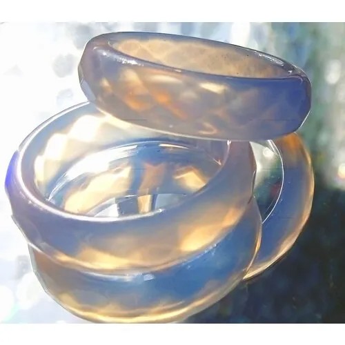 Кольцо Кольцо Агат Голубой Аквамариновый с огранкой, мощный амулет, агат, размер 17.5, голубой