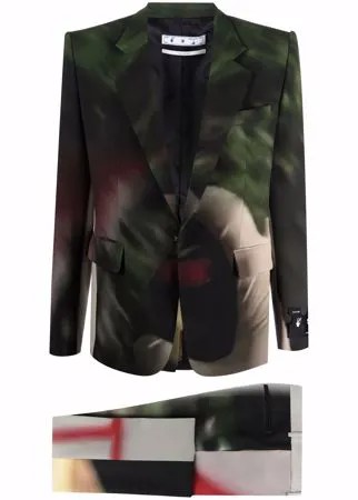 Off-White костюм с однобортным пиджаком и принтом