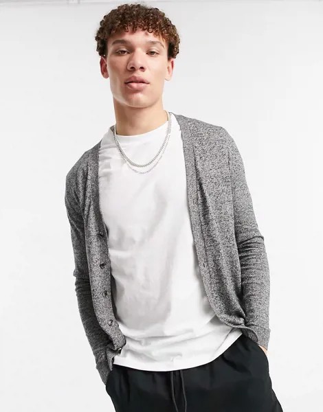 Серый хлопковый кардиган ASOS DESIGN