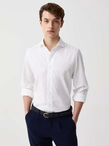 Рубашка Slim-Fit из хлопка Ovs, цвет optical white