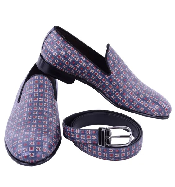 Подарочный набор DOLCE - GABBANA MILANO Dauphine Shoes Лоферы Тапочки Ремень Синий 04882