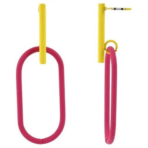 Серьги с подвесками Lady Pink, розовый, желтый